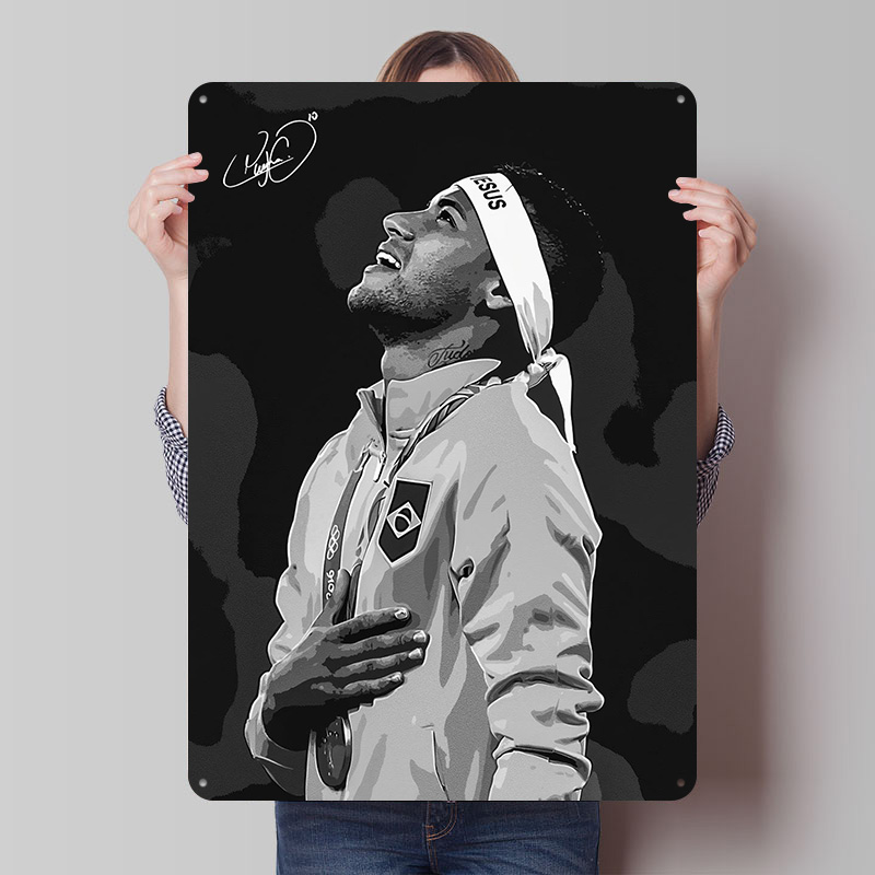 Vintage Gaming Accessories - Neymar Jr. Poster Ritratto Personalizzato, Targhe